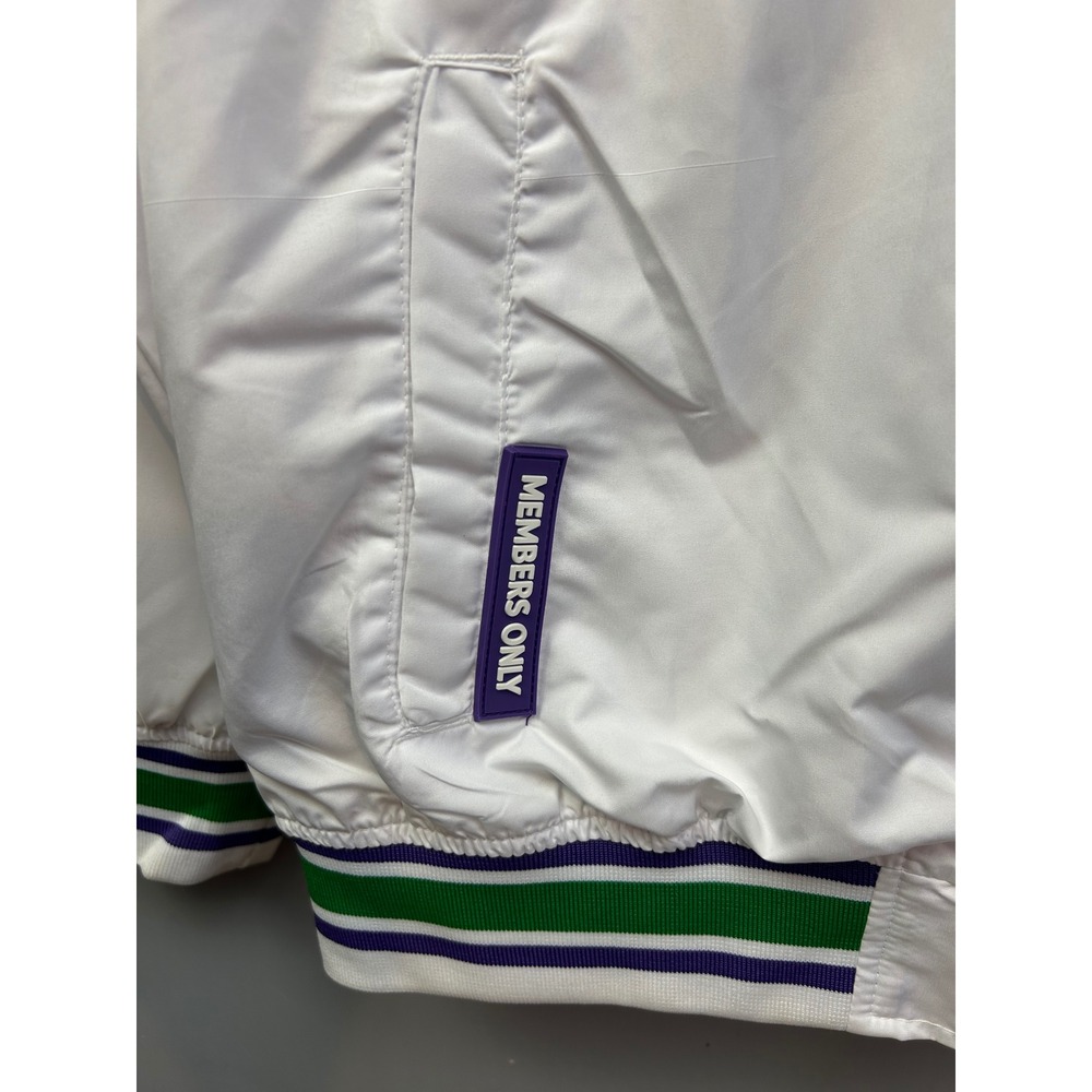 Members Only Bomber Jacket Men Medium White Basquiat Art Graphic Full Zip Street - Picture 6 of 11
